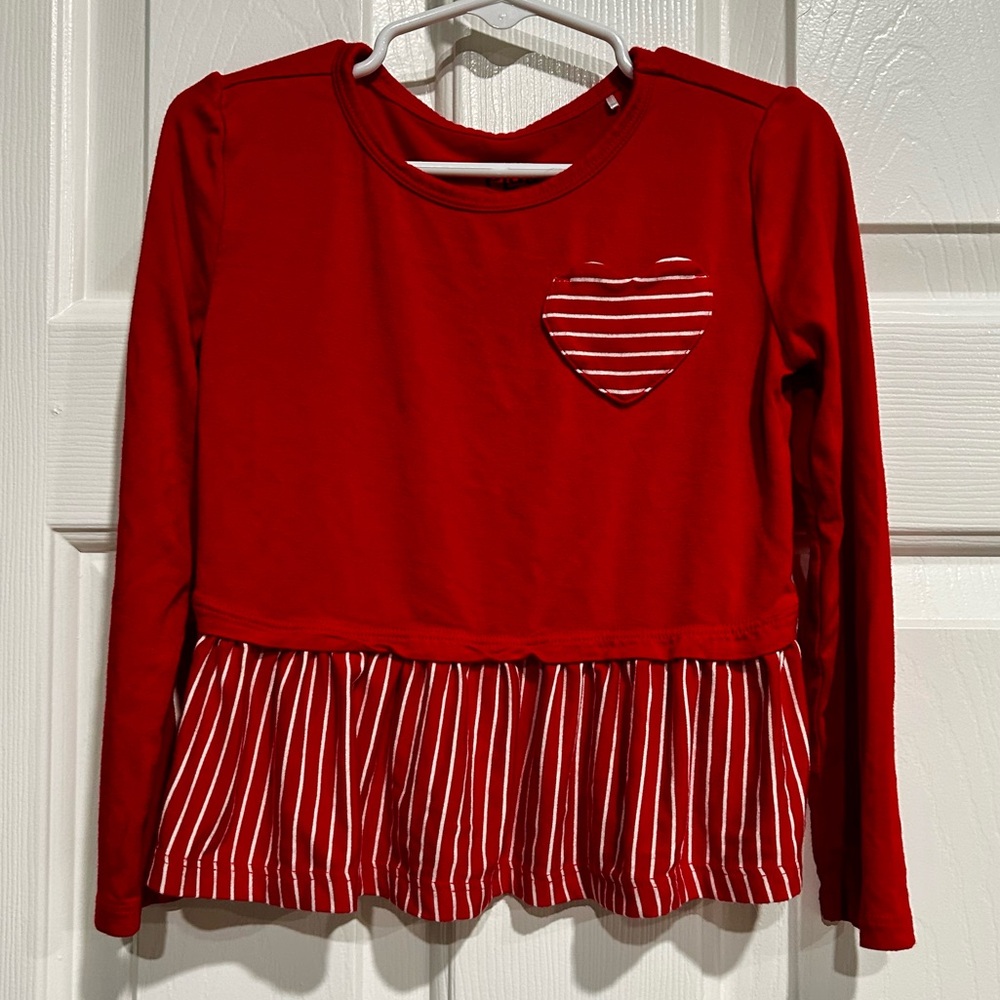 Little Sleepies candy red striped heart peplum tee - 4T